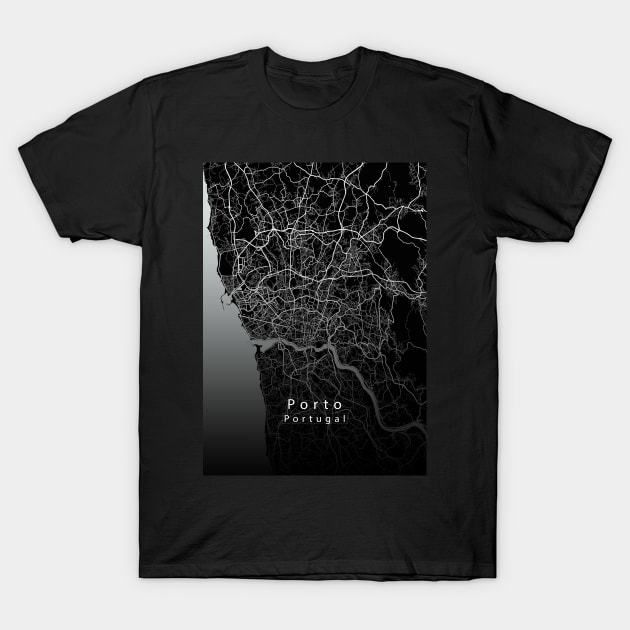 Porto Portugal City Map dark T-Shirt by Robin-Niemczyk